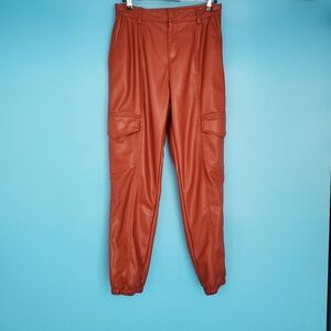 Shinestar Size Medium Brick Red Faux Leather Pants